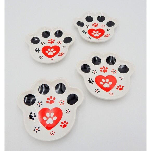 Temptations Pawfetti Spoon Rest Tidbit Dish Dog Paw Print Shape Set/4 Boxes - Picture 5 of 6
